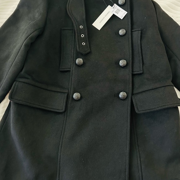 NWT REBECCA MINKOFF Black Wool Blend Double Breasted Coat - Picture 5 of 8